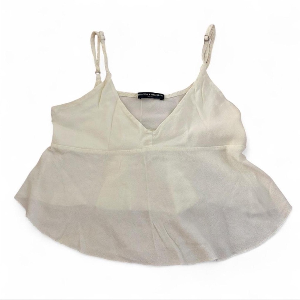 Brandy Melville White Ruffle Tank Top One Size Summer Flowy